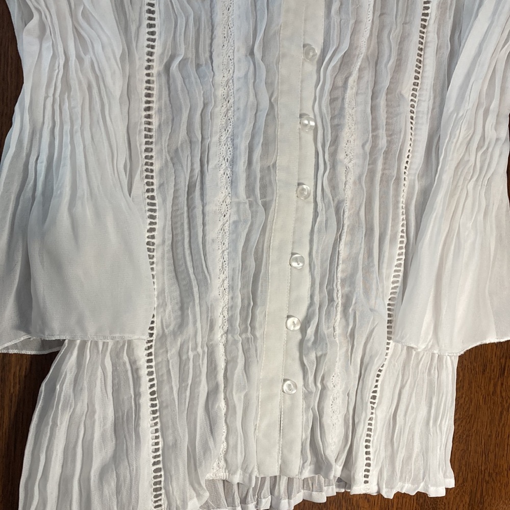 Women’s white crepe shirt - Picture 4 of 6